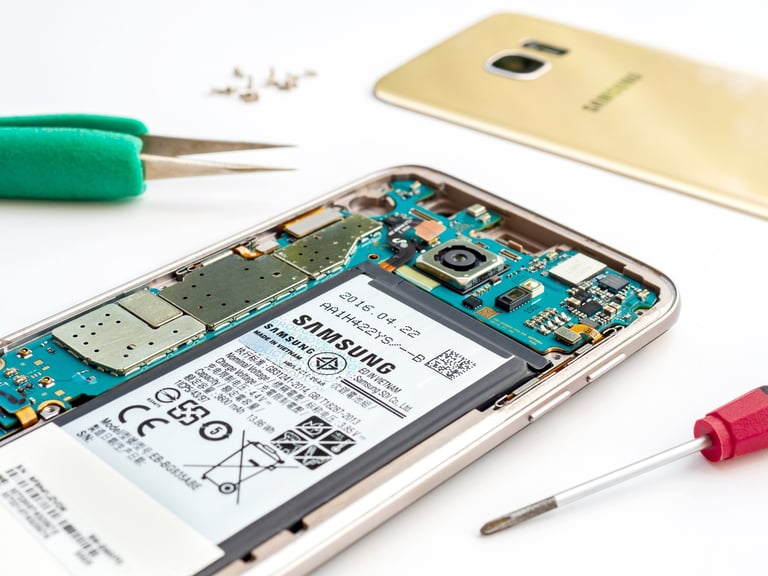 Samsung Galaxy smartphone disassembled for repair