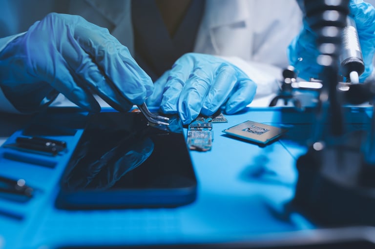 Technician repairing phone